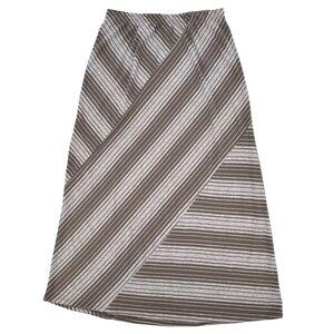 Chalet Womens  Brown & Gray Bamboo Blend Striped Maxi Skirt Size M